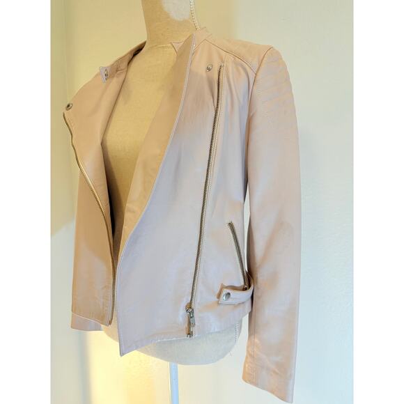 DAKOTA COLLECTIVE Jacket 100% Leather Soft Pink Moto Zip Designer | SMALL - Picture 4 of 8